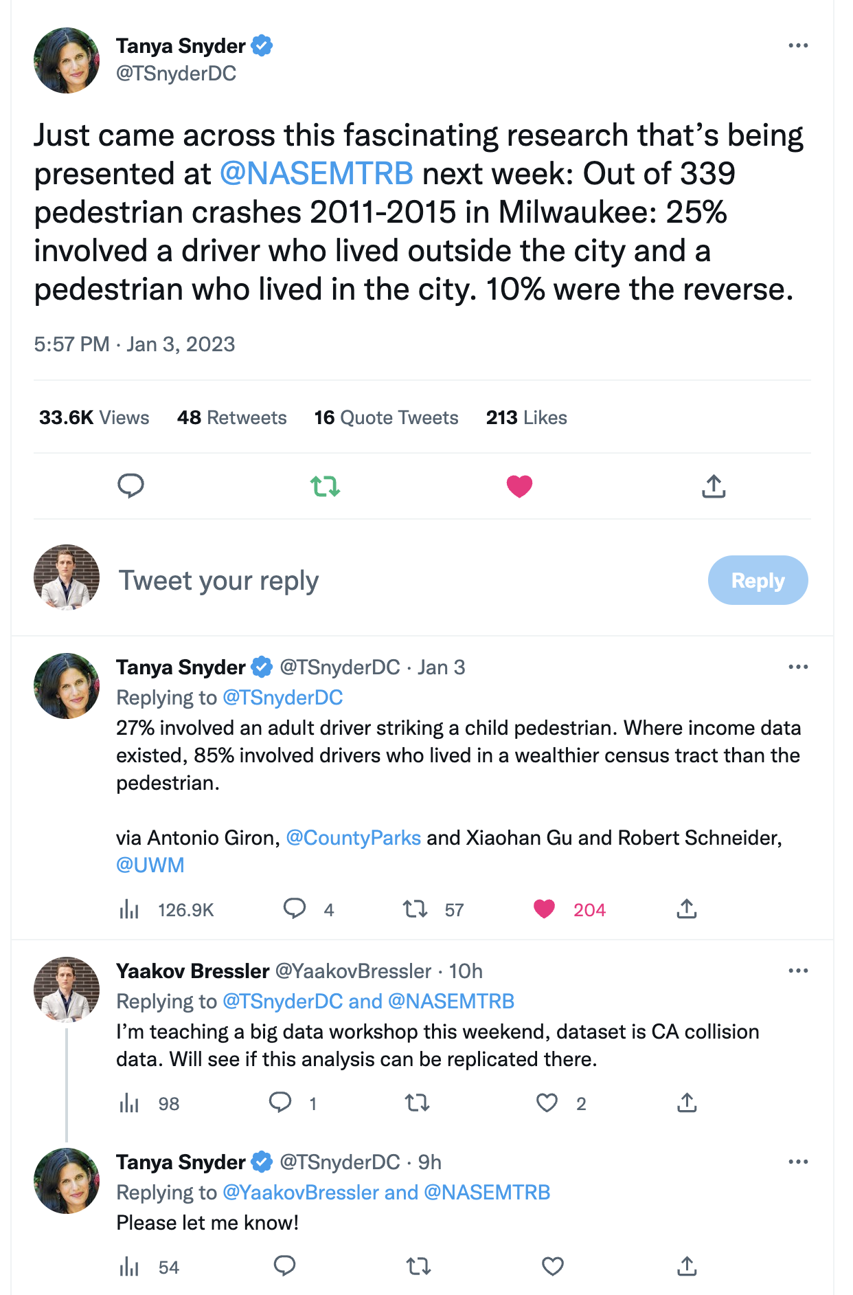 Tanya Snyder's tweet about car deaths